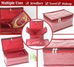 Satin Makeup Bag and Jewelry Organizer - Chestnut
