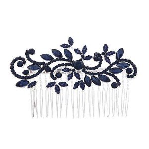 Elegant Blue Rhinestone Bridal Hair Comb