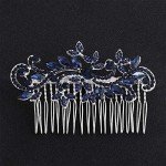 Elegant Blue Rhinestone Bridal Hair Comb