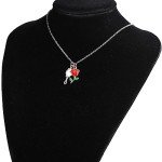 Belle-Inspired Charm Necklace with Mirror and Rose