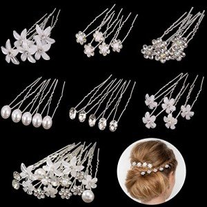 30-Pack Flower & Crystal Wedding Hair Pins