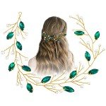 Elegant Green Pearl Bridal Hairvine Headband