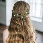 Elegant Green Pearl Bridal Hairvine Headband
