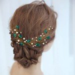 Elegant Green Pearl Bridal Hairvine Headband