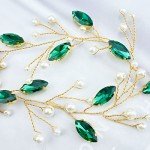 Elegant Green Pearl Bridal Hairvine Headband