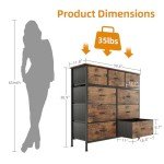Rustic Brown 9-Drawer Tall Fabric Dresser
