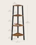 VASAGLE Rustic Industrial 4-Tier Corner Shelf