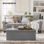 Light Grey Folding Storage Ottoman Bench Stool