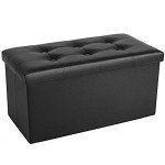 COSYLAND Foldable Leather Ottoman Bench with Storage