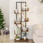 8-Tier Industrial Wood and Metal Bookshelf
