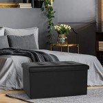 COSYLAND Foldable Leather Ottoman Bench with Storage