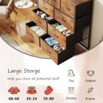 Rustic Brown 9-Drawer Tall Fabric Dresser