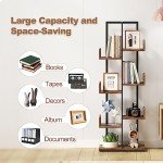 8-Tier Industrial Wood and Metal Bookshelf