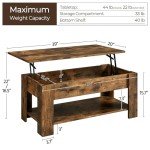 Yaheetech Rustic Lift Top Coffee Table with Storage