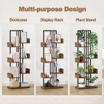 8-Tier Industrial Wood and Metal Bookshelf