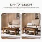Yaheetech Rustic Lift Top Coffee Table with Storage