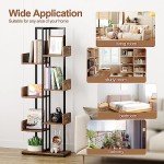 8-Tier Industrial Wood and Metal Bookshelf