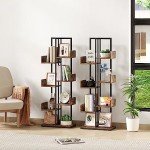 8-Tier Industrial Wood and Metal Bookshelf