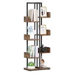 8-Tier Industrial Wood and Metal Bookshelf
