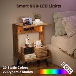 GYIIYUO Rustic Side Table Set with USB Ports