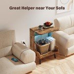 GYIIYUO Rustic Side Table Set with USB Ports