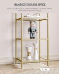 5-Tier Glass Bookshelf with Gold Steel Frame