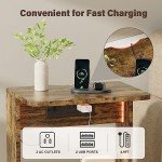 GYIIYUO Rustic Side Table Set with USB Ports