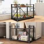 Foldable 2-Tier Microwave Stand for Kitchen