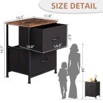 Compact Black and Rustic Brown Nightstand with Drawers