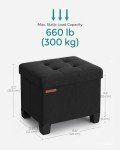 SONGMICS Storage Ottoman, Bedroom Bench with Storage, Foot Stool, 12.6 x 15.8 x 13.2 Inches, Ink Black ULSF012B01