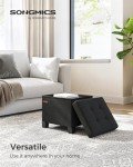 SONGMICS Storage Ottoman, Bedroom Bench with Storage, Foot Stool, 12.6 x 15.8 x 13.2 Inches, Ink Black ULSF012B01