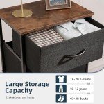 Compact Black and Rustic Brown Nightstand with Drawers