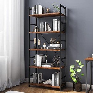 5-Tier Rustic Wood and Metal Shelf - 61 cm