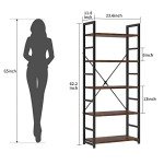 5-Tier Rustic Wood and Metal Shelf - 61 cm