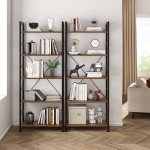 5-Tier Rustic Wood and Metal Shelf - 61 cm