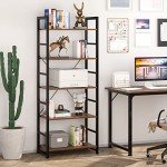 5-Tier Rustic Wood and Metal Shelf - 61 cm
