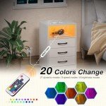 Modern Nightstand with Wireless Charging and LED Lights