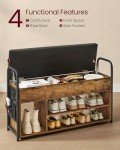 VASAGLE Rustic Shoe Bench and Rack