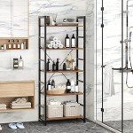 5-Tier Rustic Wood and Metal Shelf - 61 cm