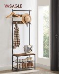 VASAGLE Entryway Bench with Shoe Storage and Hooks