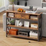 Mexin Vintage Brown Console Table with Outlets