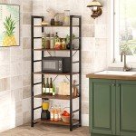 5-Tier Rustic Wood and Metal Shelf - 61 cm