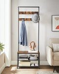 VASAGLE Entryway Bench with Shoe Storage and Hooks