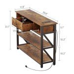 Mexin Vintage Brown Console Table with Outlets