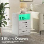 Modern Nightstand with Wireless Charging and LED Lights