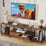 Rustic Brown TV Stand with Open Storage Shelves
