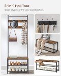 VASAGLE Entryway Bench with Shoe Storage and Hooks