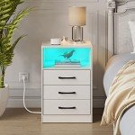 Modern Nightstand with Wireless Charging and LED Lights