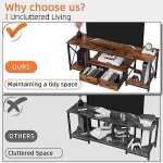 Rustic Brown TV Stand with Open Storage Shelves