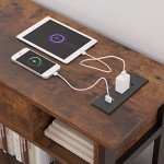 Mexin Vintage Brown Console Table with Outlets